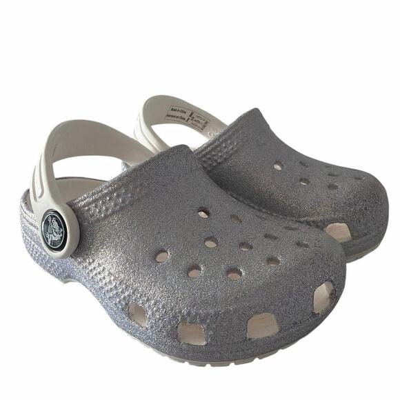 Silver glitter crocs size C6 baby crocs Christmas slides holiday - Picture 5 of 8
